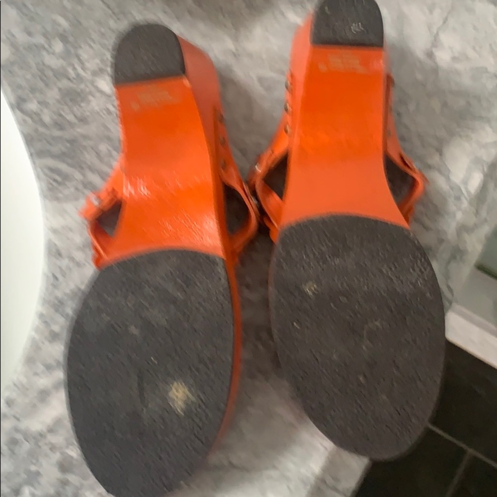 Orange Ralph Lauren clog sandals